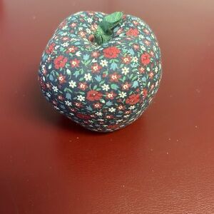 Cottagecore Vintage Handmade Apple Shape Pin Cushion Floral Fabric Life Size